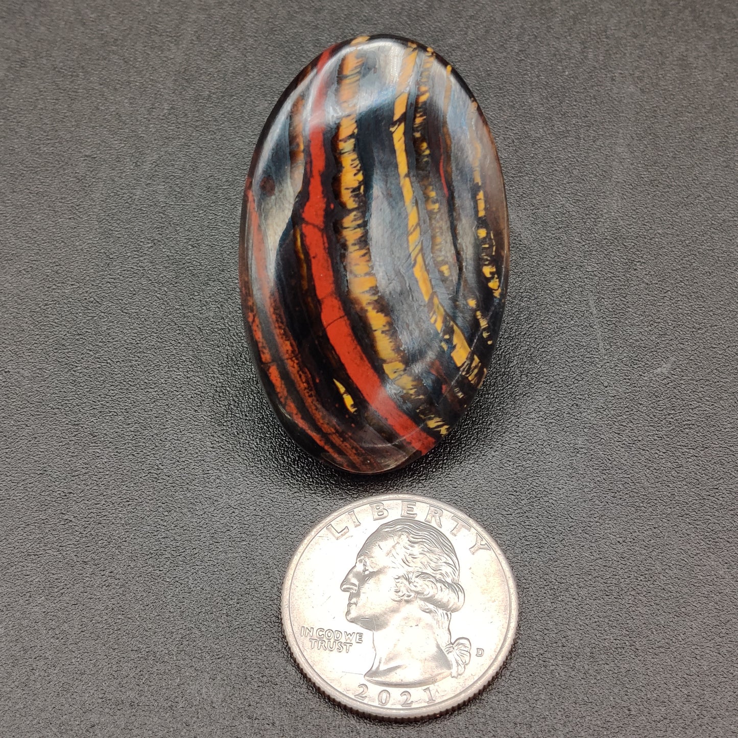 Fire Red Iron Tiger Eye Cabochon 90.55 carats (18.11g)