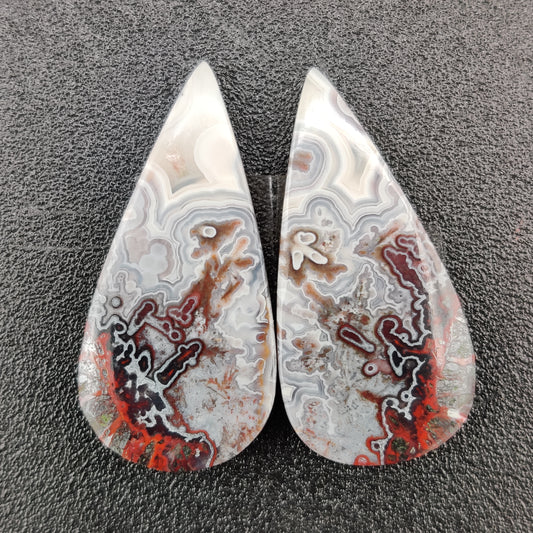 Crazy Lace Agate Earring Cabochon Pair 15.9 carats (3.18g)