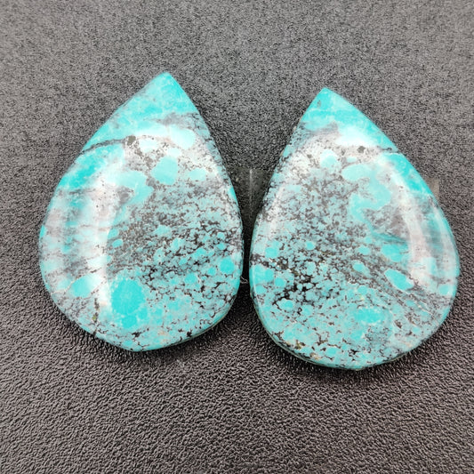 Tibetan Turquoise Earring Cabochon Pair 35.3 carats (7.06g)