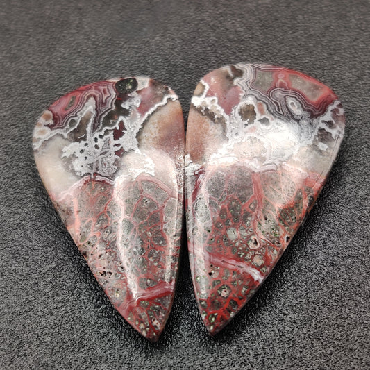 Crazy Lace Agate Earring Cabochon Pair 27 carats (5.4g)